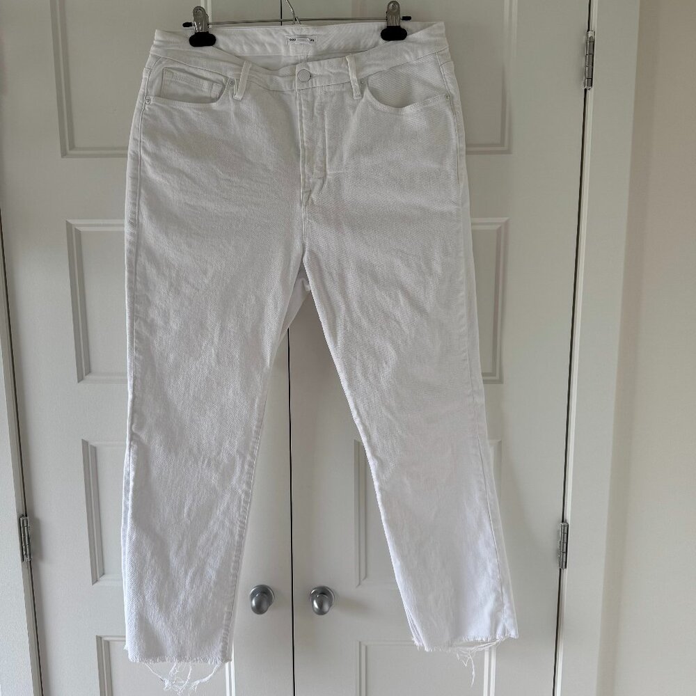 GOOD AMERICAN White jeans, frayed bottoms- SIZE 16